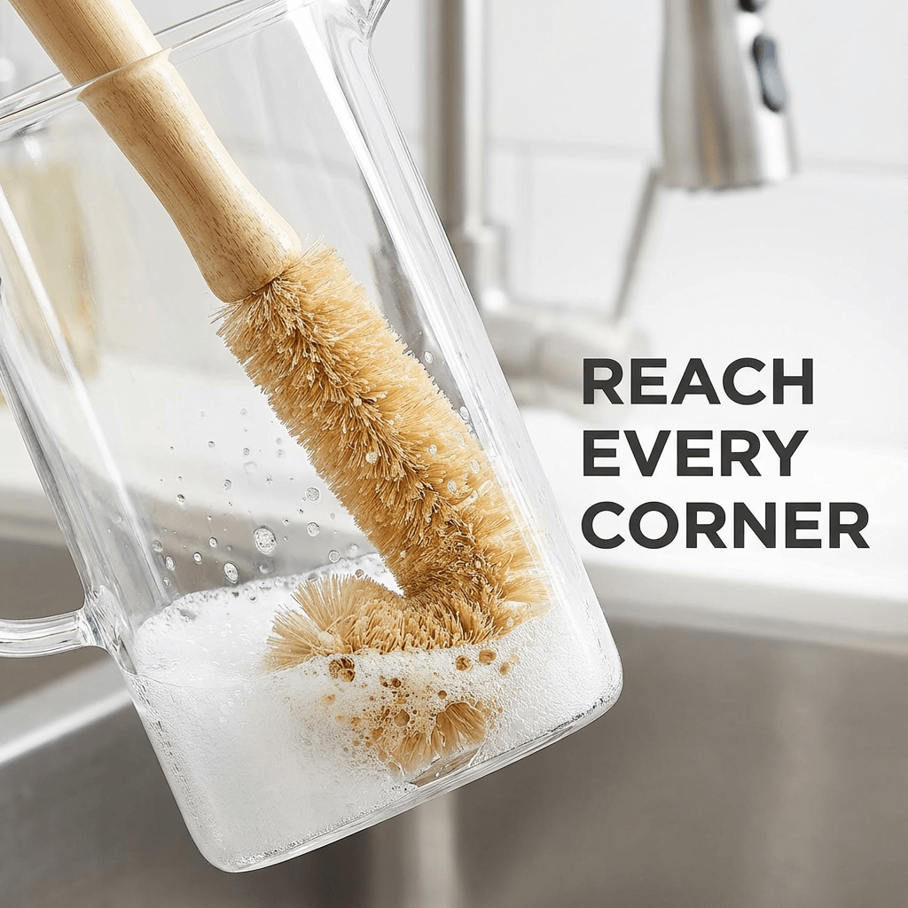 Oakova Natural Bamboo Bottle Brush & Cleaning Set | Plastic - Free Kitchen - Oakova