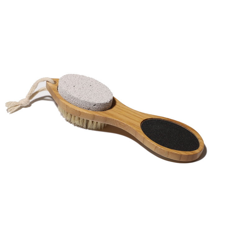 4-in-1 Bamboo Foot File & Callus Remover — Dual-Sided Hard Skin Exfoliator for Shower, Pedicure