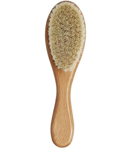 Baby Hair Brush with Wooden Handle — Soft Natural Bristles — Gentle for Newborn & Infant Scalp — Daily Grooming Essential