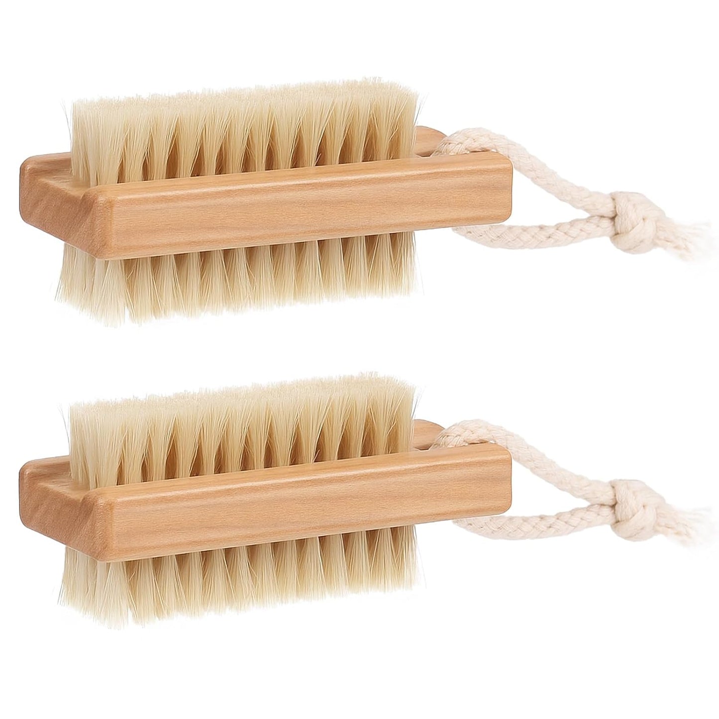 Wooden Nail Brush Set – 2 Pack Firm Bristles for Fingertips, Nails & Hand Cleaning