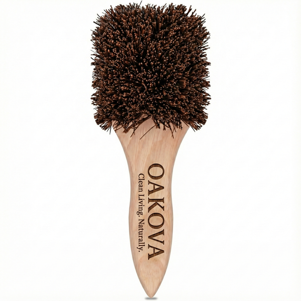 Coconut Fiber Grill Scrubber with Wooden Handle