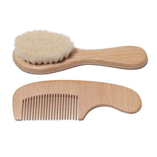 Baby Hair Brush & Comb Set – Soft Natural Bristles Gentle Scalp Care for Newborns & Infants