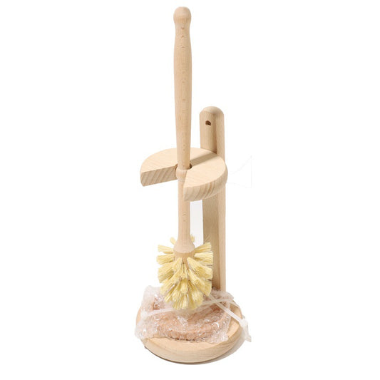 Wood Toilet Brush and Holder Set Natural Bristles · Hygienic Ventilated Stand · Bathroom Cleaning