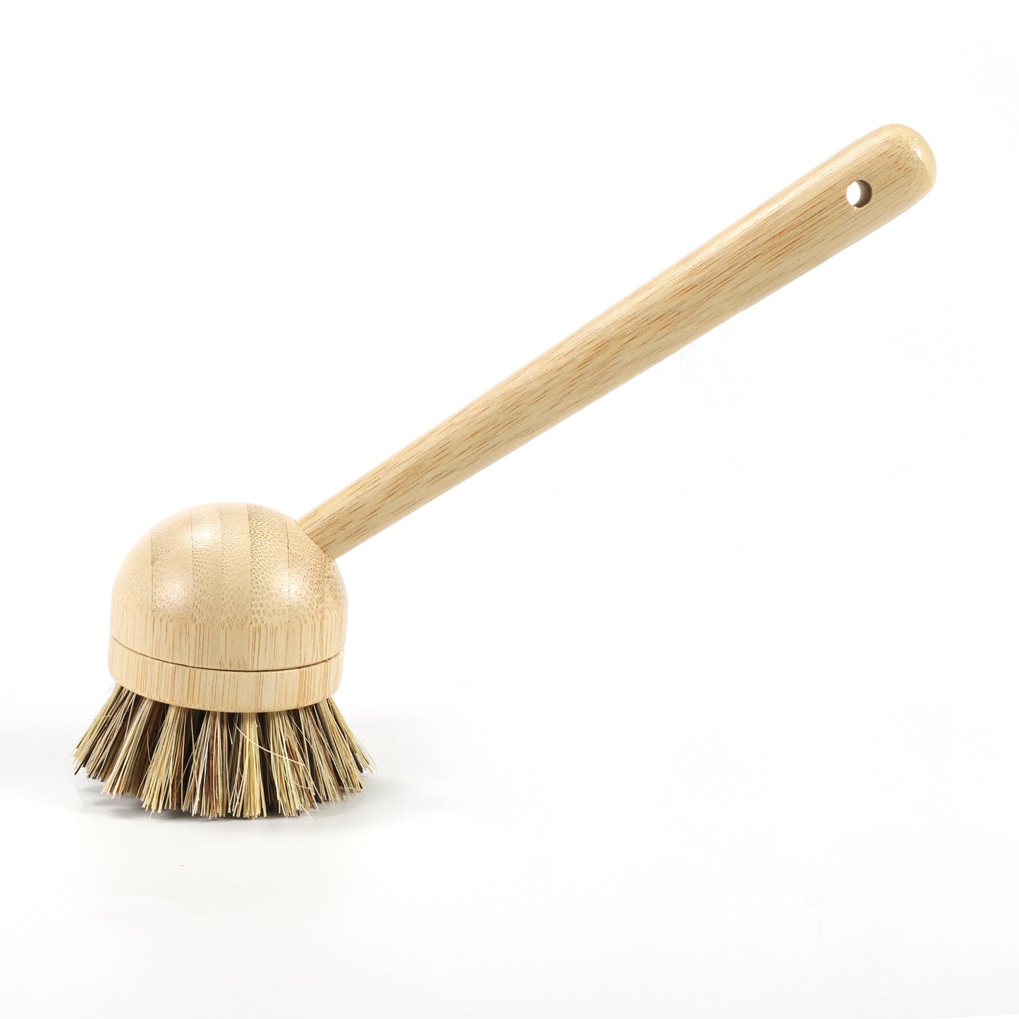 Eco-Friendly Kitchen Cleaning Set – Bamboo Long Handle Brush with 3 Replaceable Heads & 5 Non-Scratch Sisal Scrub Pads