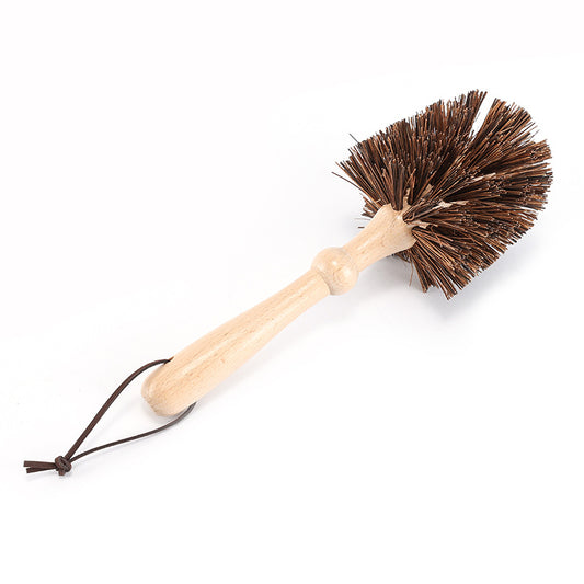 Coconut Fiber Flowerpot Brush — Beechwood Handle for Cleaning Plant Pots and Garden Tools