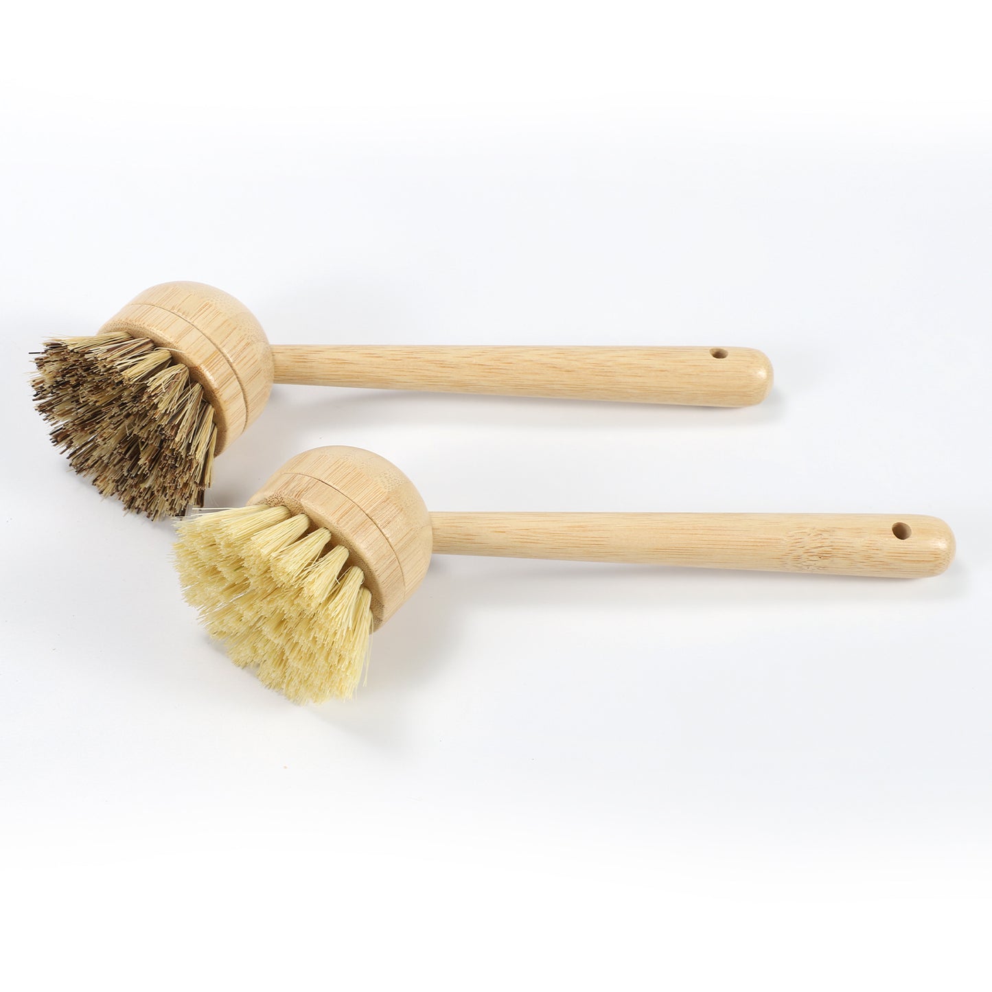 Eco-Friendly Kitchen Cleaning Set – Bamboo Long Handle Brush with 3 Replaceable Heads & 5 Non-Scratch Sisal Scrub Pads