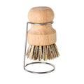 Bamboo Vegetable Brush & Dish Scrubber Set with Stainless Steel Drying Stand - Oakova