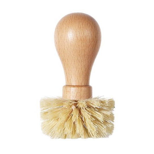 Coffee Portafilter Cleaning Brush — Natural Sisal Bristles & Beechwood Handle, Barista Espresso Machine Cleaning Tool