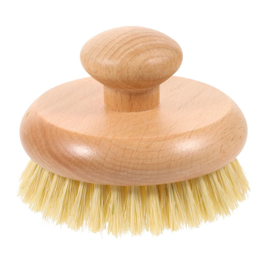 Wood Dry Brush — Natural Bristle Body Exfoliating Brush with Comfortable Wooden Palm Grip for Smoother-Feeling Skin
