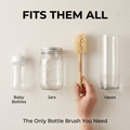 Natural Bamboo Bottle Brush – Long Handle Eco Cleaner for Water Bottles, Vases, & Baby Bottles (Plastic - Free) - Oakova