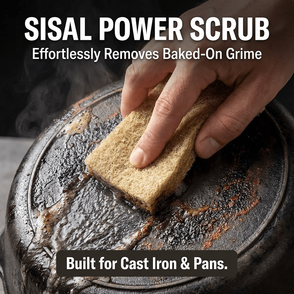 Oakova 24 - Pack Natural Sisal Scrub Pads | Biodegradable & Non - Scratch Scouring Sponges - Oakova