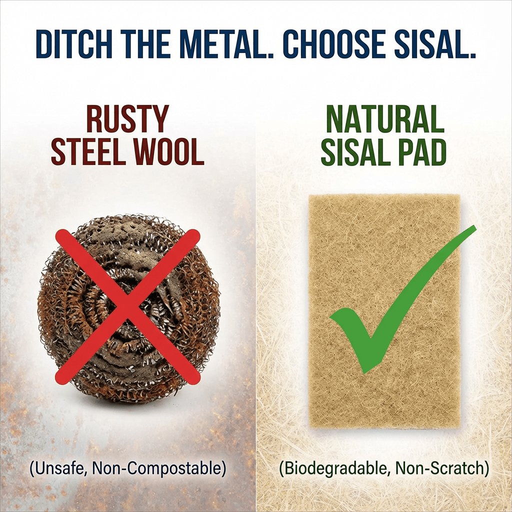 Oakova 24 - Pack Natural Sisal Scrub Pads | Biodegradable & Non - Scratch Scouring Sponges - Oakova