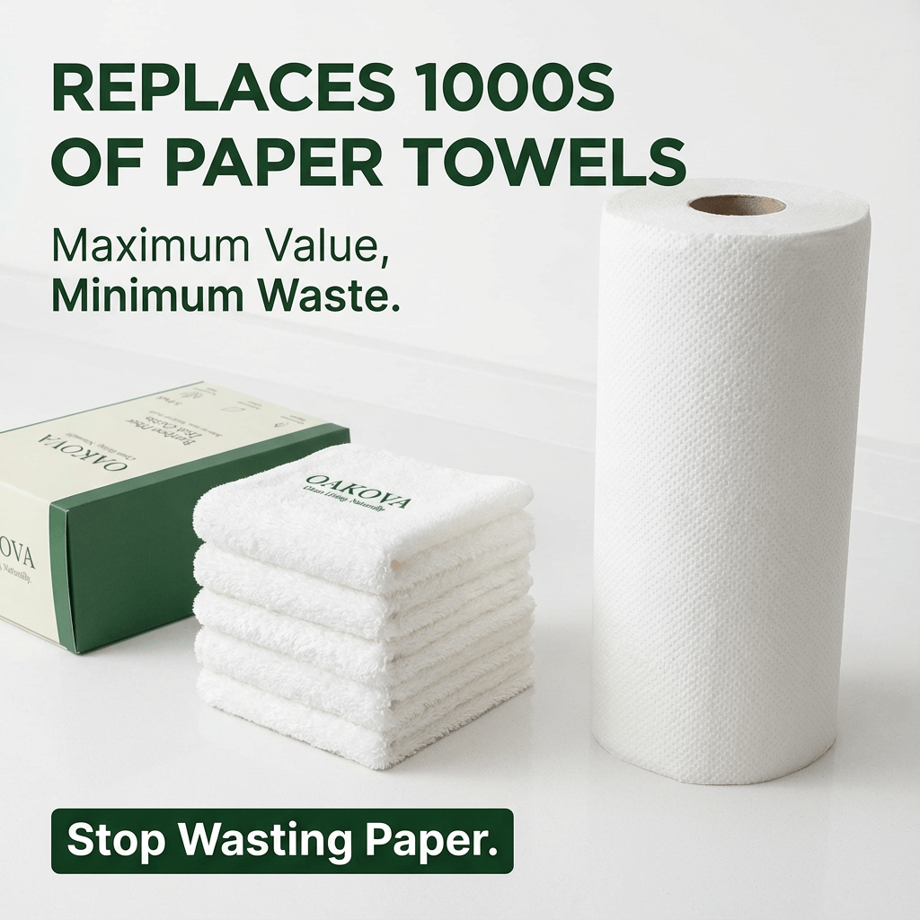 Oakova Bamboo Fiber Dish Cloths (5 - Pack) - Odor - Resistant & Super Absorbent - Oakova