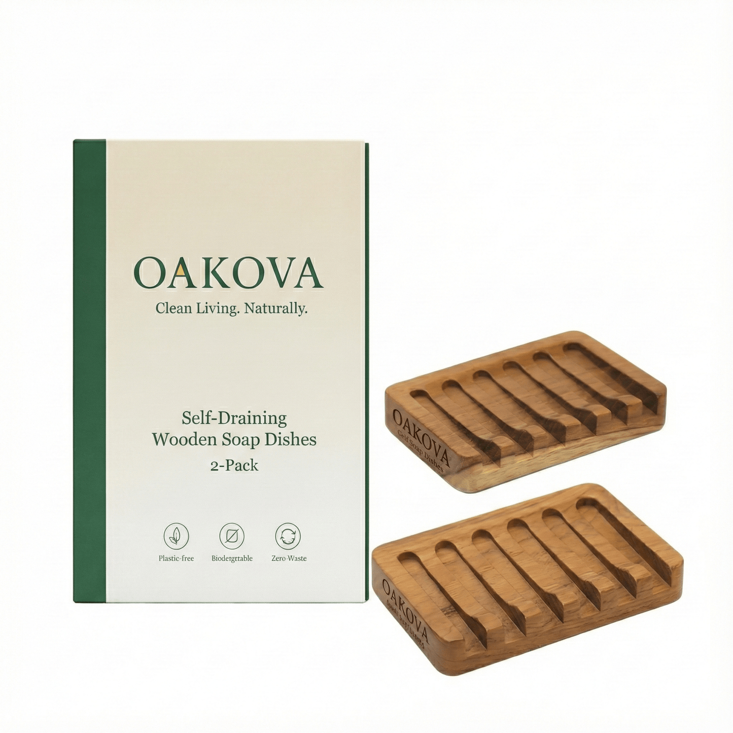 Oakova Bamboo Soap Dish Set (2 - Pack) - Oakova