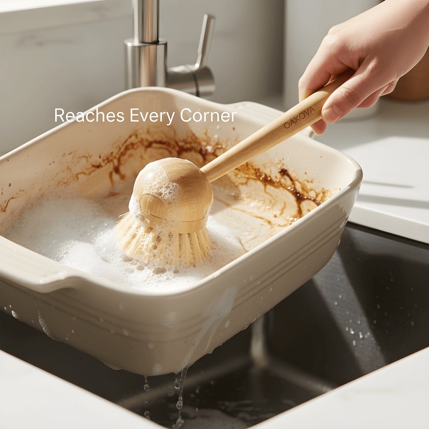 Oakova Complete Dishwashing Kit: Bamboo Brushes, Cellulose Sponges & Loofahs - Oakova