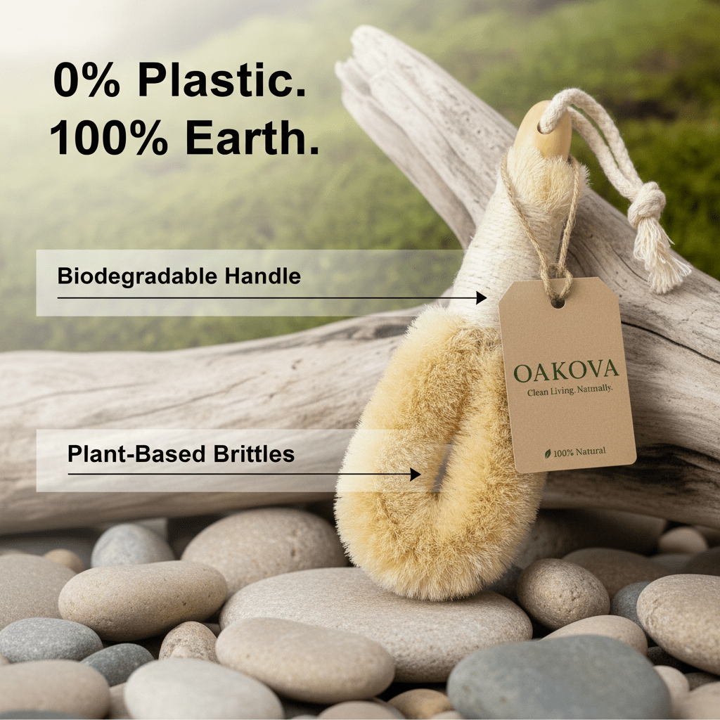 Oakova Dry Body Brush Set (2 - Pack) - Natural Bristles for Exfoliation & Lymphatic Support - Oakova