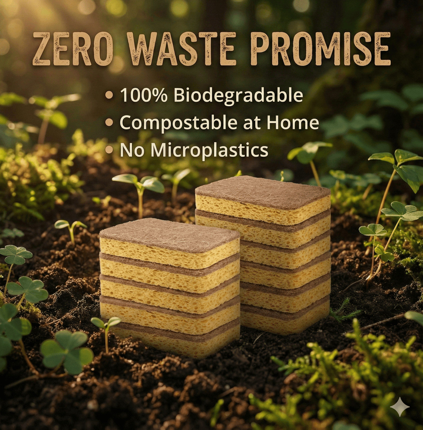 Oakova Dual - Sided Eco Dish Sponges (12 - Pack) - Sisal Scrub & Cellulose Core - Oakova