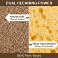 Oakova Dual - Sided Eco Dish Sponges (12 - Pack) - Sisal Scrub & Cellulose Core - Oakova