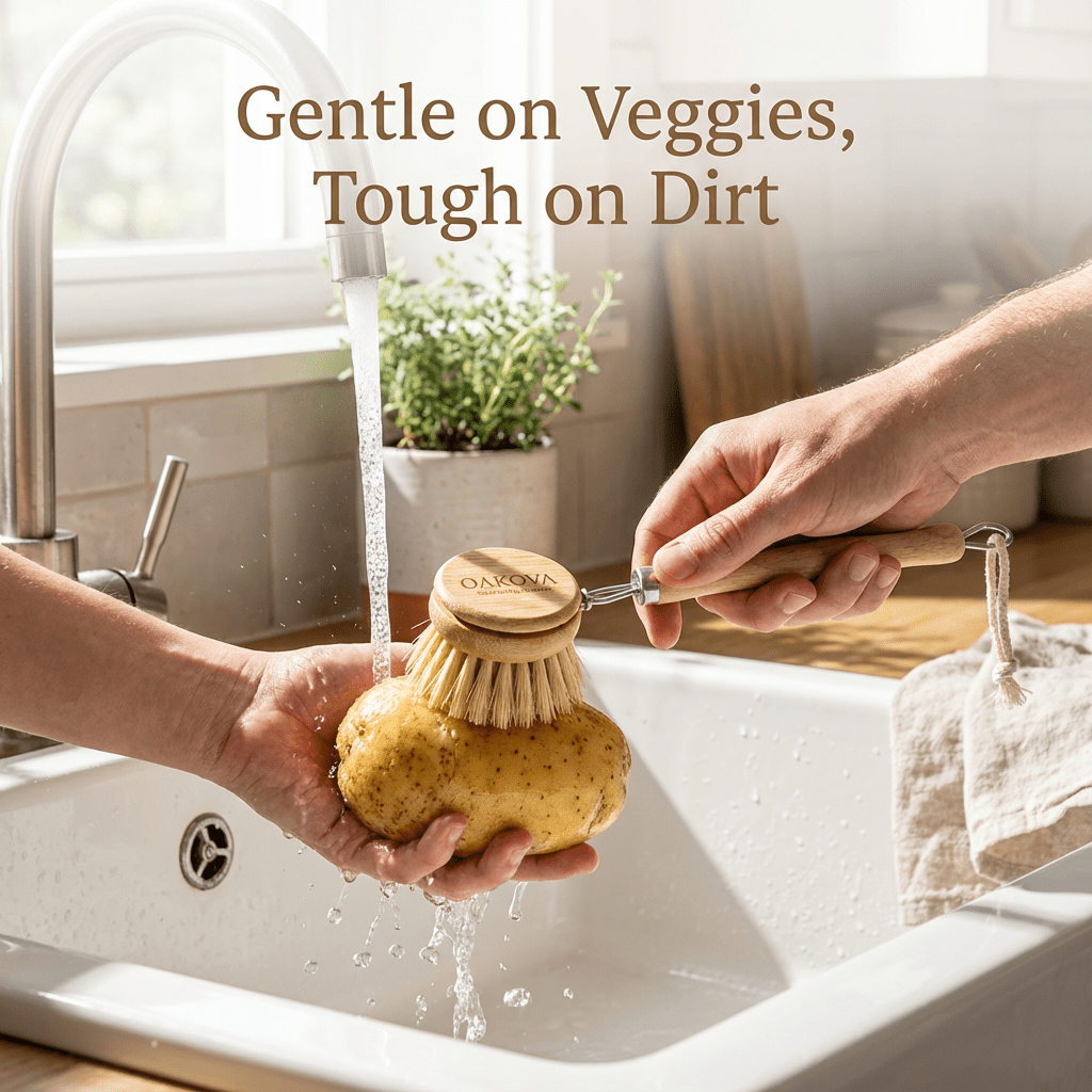 Oakova Eco - Friendly Kitchen Scrub Set (3 - Pack) - Pot, Pan & Veggie Brushes - Oakova