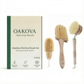 Oakova Eco - Friendly Kitchen Scrub Set (3 - Pack) - Pot, Pan & Veggie Brushes - Oakova
