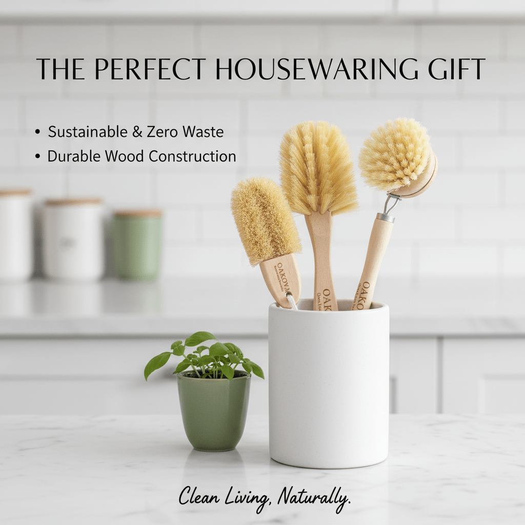 Oakova Eco - Friendly Kitchen Scrub Set (3 - Pack) - Pot, Pan & Veggie Brushes - Oakova