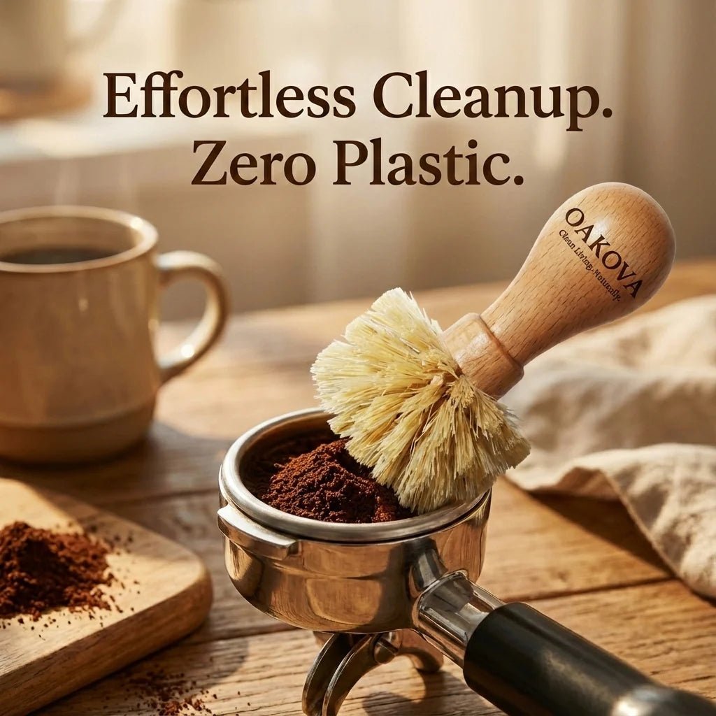 Oakova Espresso Portafilter Brush - Natural Sisal & Beechwood Handle - Oakova
