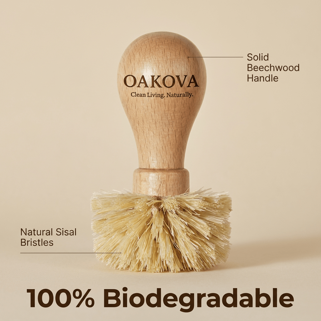 Oakova Espresso Portafilter Brush - Natural Sisal & Beechwood Handle - Oakova
