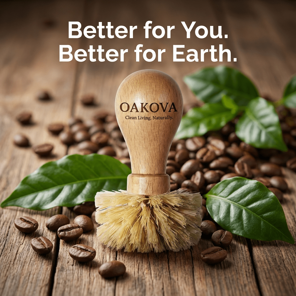 Oakova Espresso Portafilter Brush - Natural Sisal & Beechwood Handle - Oakova
