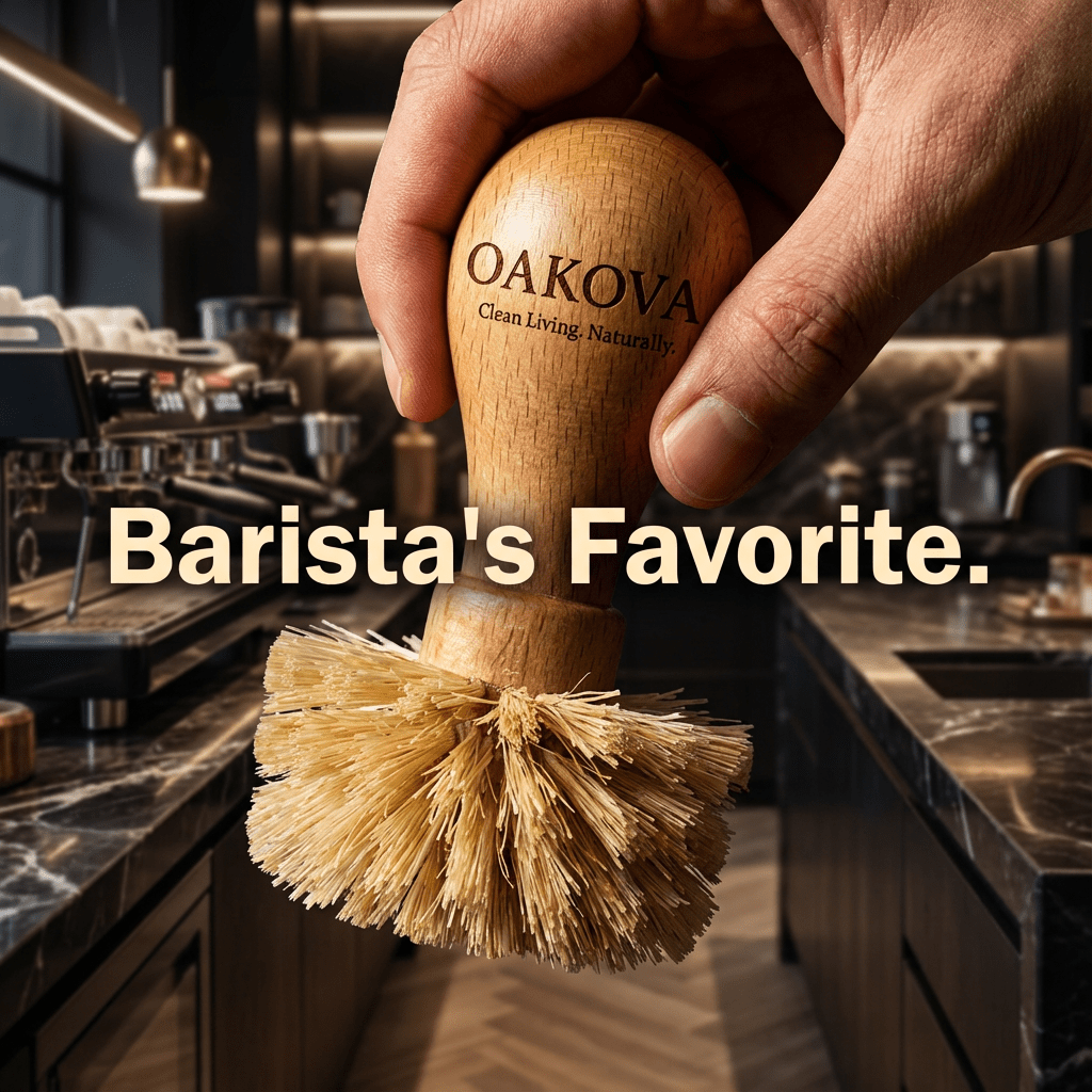 Oakova Espresso Portafilter Brush - Natural Sisal & Beechwood Handle - Oakova