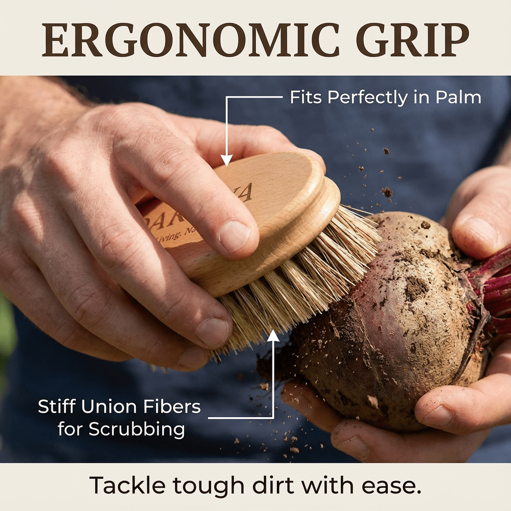 Oakova "Garden to Table" Eco - Clean Bundle: Natural Vegetable Scrubber (2 - Pack) & Coconut Fiber Pot Brush - Oakova