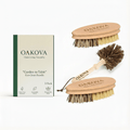 Oakova "Garden to Table" Eco - Clean Bundle: Natural Vegetable Scrubber (2 - Pack) & Coconut Fiber Pot Brush - Oakova
