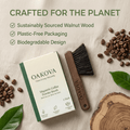 Oakova Magnetic Espresso Cleaning Brush - Natural Boar Bristles & Wood Handle - Oakova