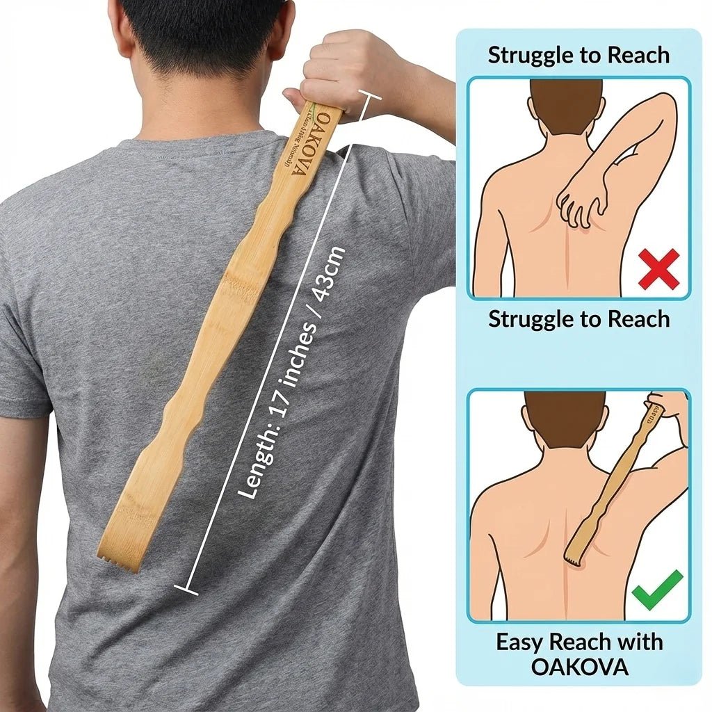Oakova Natural Bamboo Back Scratcher Set (2 - Pack) - 18.3" Long Handle - Oakova