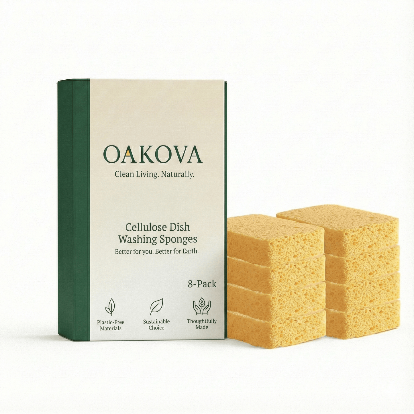 Oakova Natural Cellulose Sponge Set (8 - Pack) - Compostable & Absorbent - Oakova