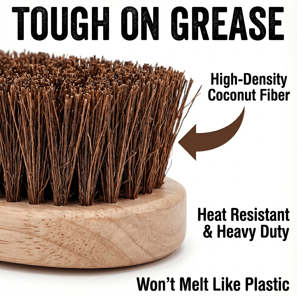 Oakova Natural Coconut Grill Brush - 100% Metal - Free & Safe BBQ Scrubber - Oakova