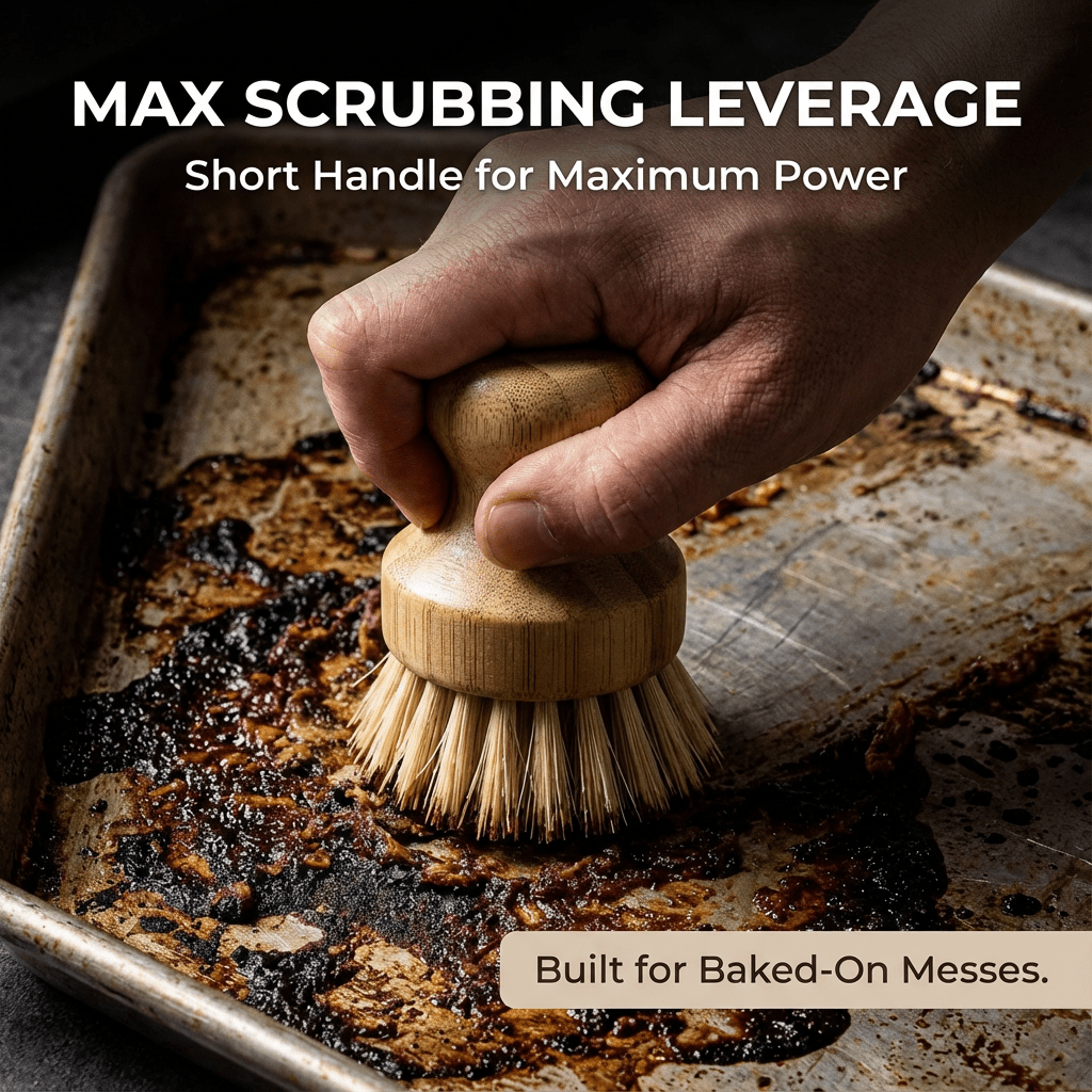 Oakova Natural Dish Brush Set (6 - Piece) - Long & Short Handle with 4 Replacement Heads - Oakova