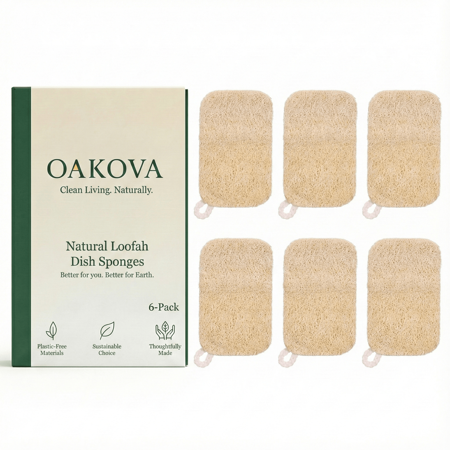 Oakova Natural Loofah Sponge Scrubber (6 - Pack) - Plant - Based & Non - Scratch - Oakova