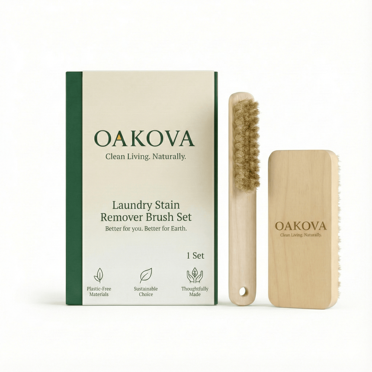 Oakova Natural Stain Remover Brush Set (2-Pack) - Laundry & Sneaker Cleaning
