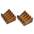Oakova Self - Draining Wood Soap Dish Set (2 - Pack) | Waterfall Soap Saver for Bathroom & Kitchen - Oakova