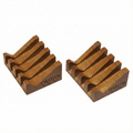 Oakova Self - Draining Wood Soap Dish Set (2 - Pack) | Waterfall Soap Saver for Bathroom & Kitchen - Oakova