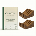 Oakova Self - Draining Wood Soap Dish Set (2 - Pack) | Waterfall Soap Saver for Bathroom & Kitchen - Oakova