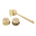 Oakova Ultimate Eco Kitchen Kit: Bamboo Long Handle Brush + 3 Heads & 5 Natural Scrub Pads | Sustainable Dishwashing Set - Oakova