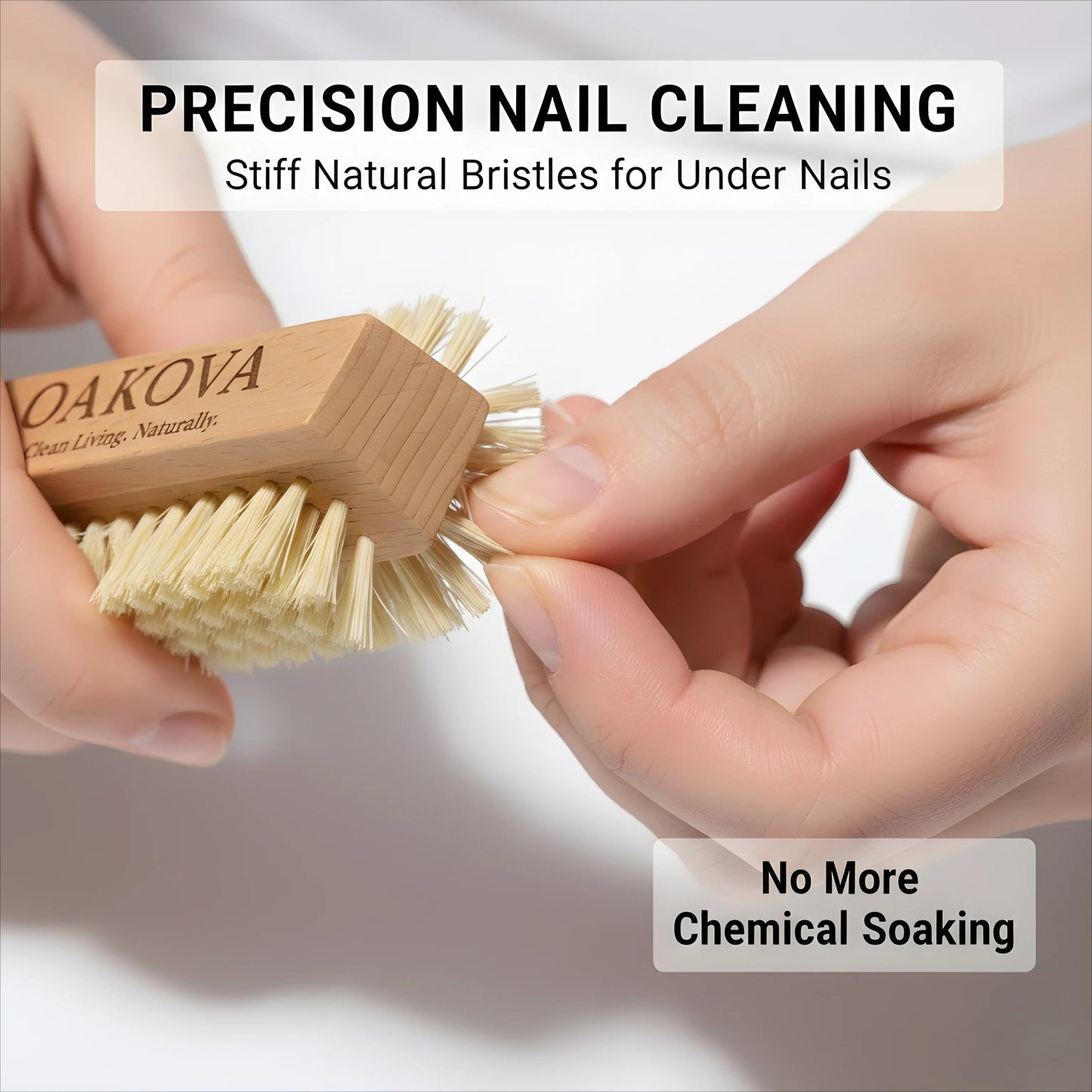 Oakova Wooden Nail Brush Set (2 - Pack) | Heavy Duty Hand Scrubber for Gardeners & Mechanics - Oakova
