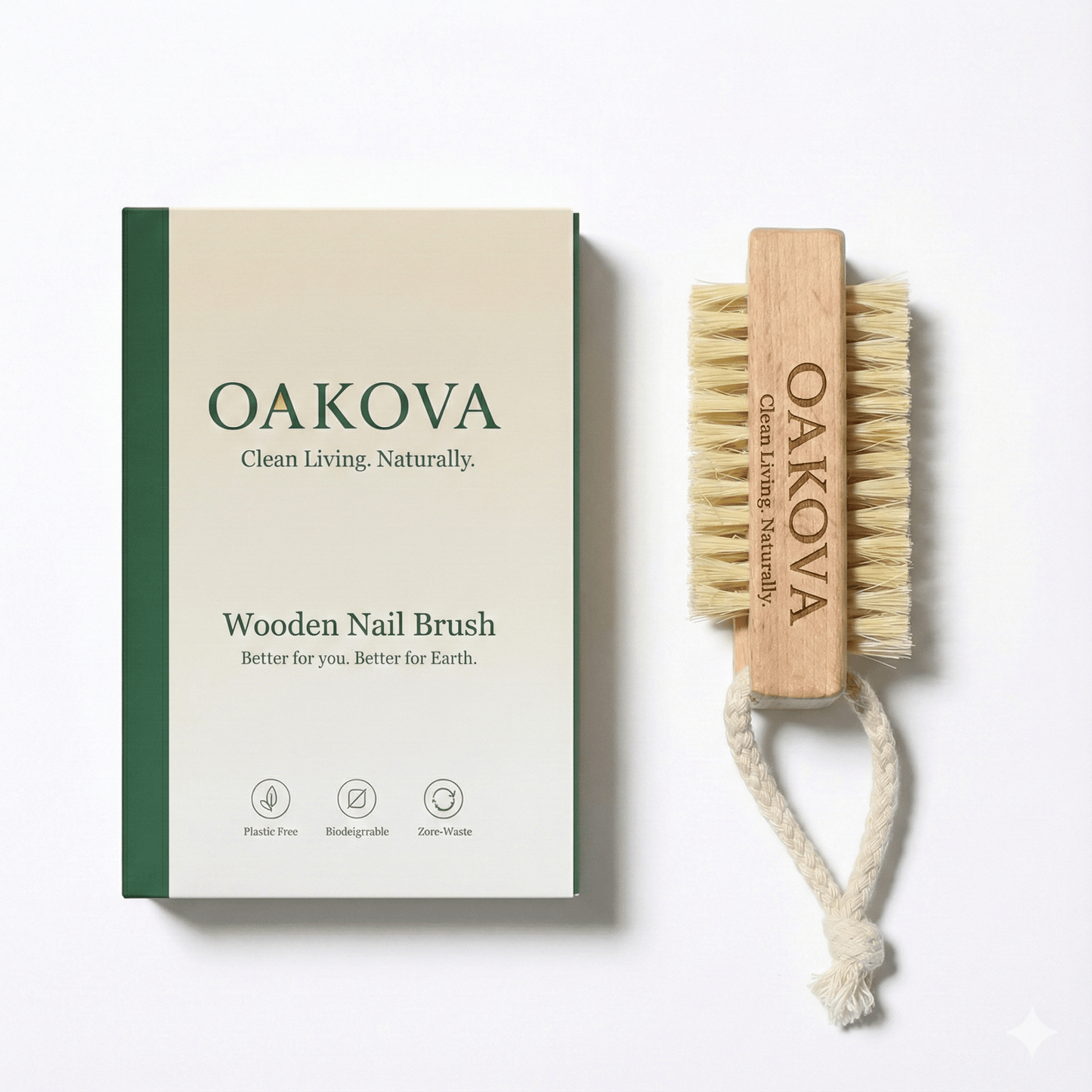 Oakova Wooden Nail Brush Set (2 - Pack) | Heavy Duty Hand Scrubber for Gardeners & Mechanics - Oakova