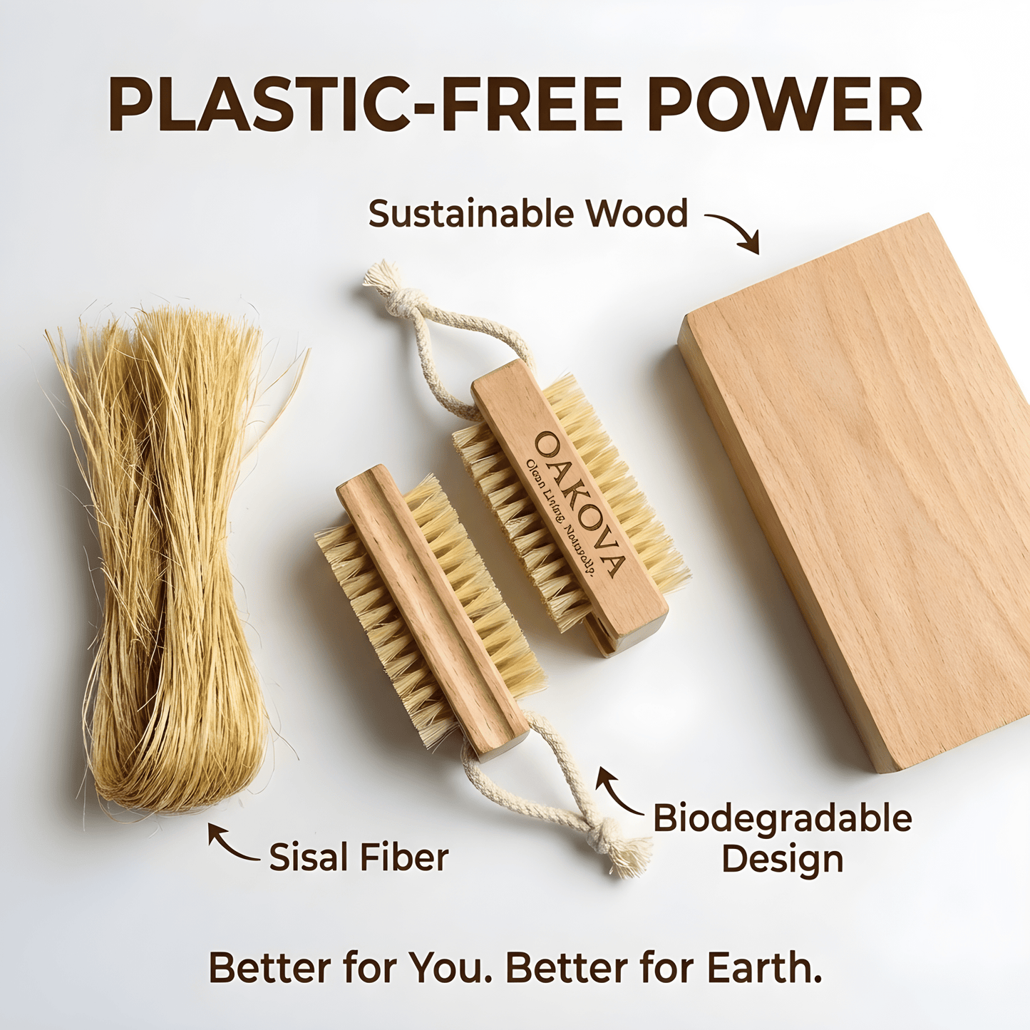 Oakova Wooden Nail Brush Set (2 - Pack) | Heavy Duty Hand Scrubber for Gardeners & Mechanics - Oakova