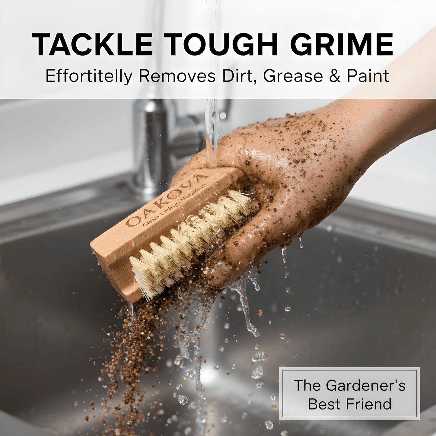 Oakova Wooden Nail Brush Set (2 - Pack) | Heavy Duty Hand Scrubber for Gardeners & Mechanics - Oakova