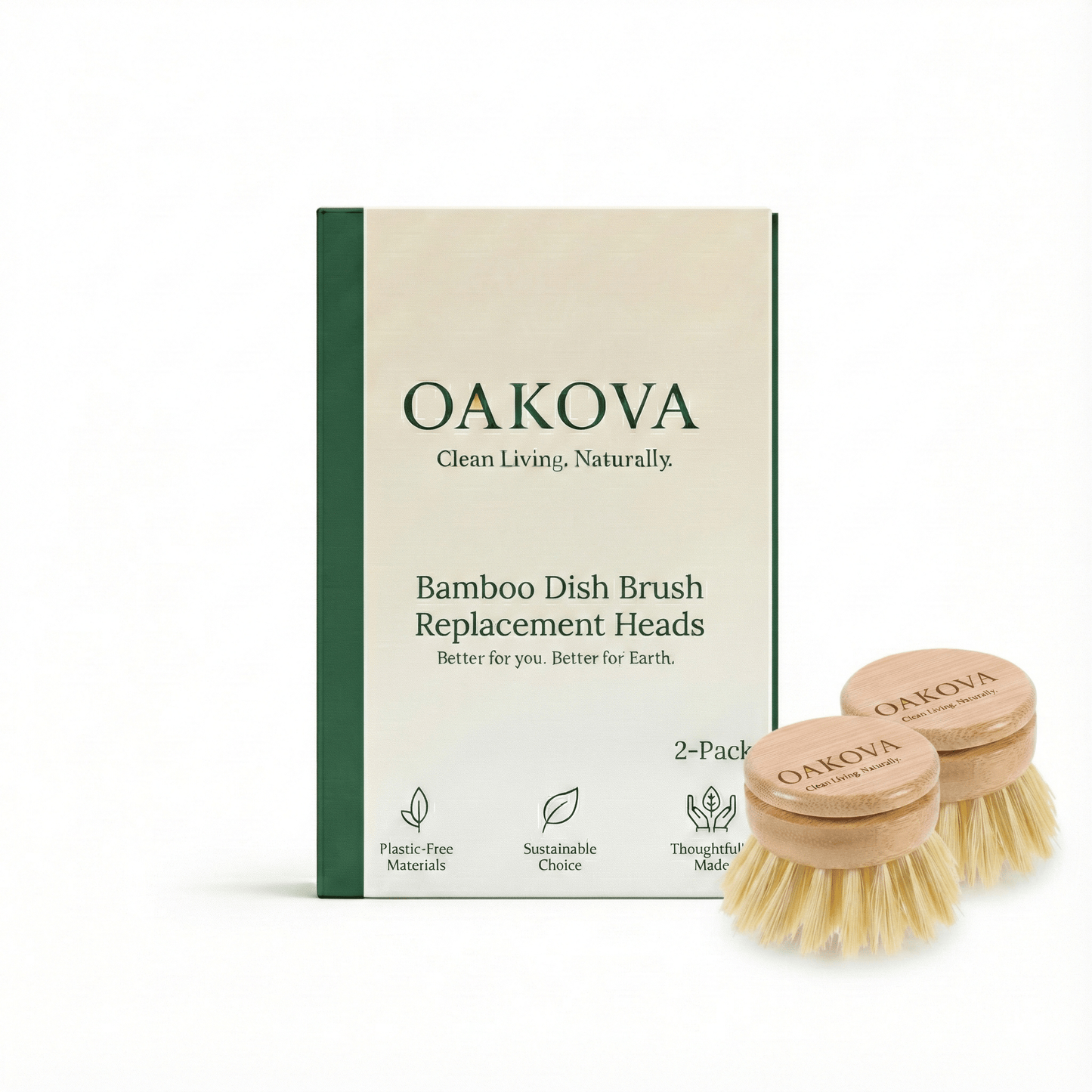 The Bamboo Dish Brush Refills (2 - Pack) - Oakova