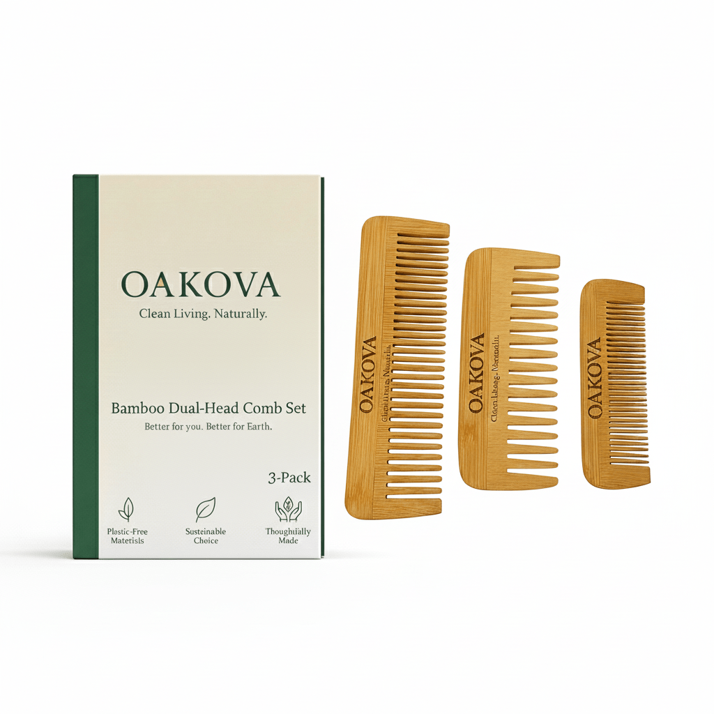 The Dual - Tooth Bamboo Comb Set (3 - Pack) - Oakova