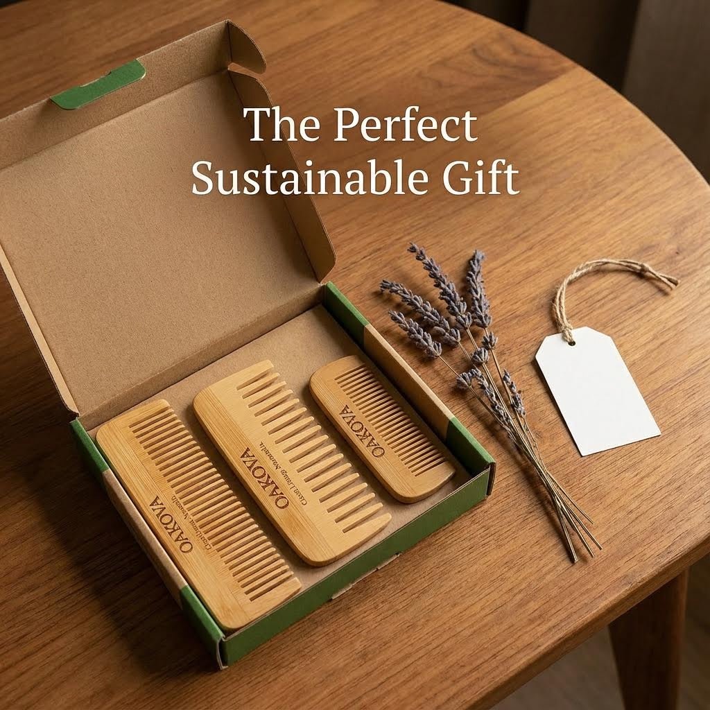 The Dual - Tooth Bamboo Comb Set (3 - Pack) - Oakova
