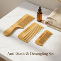 The Dual - Tooth Bamboo Comb Set (3 - Pack) - Oakova